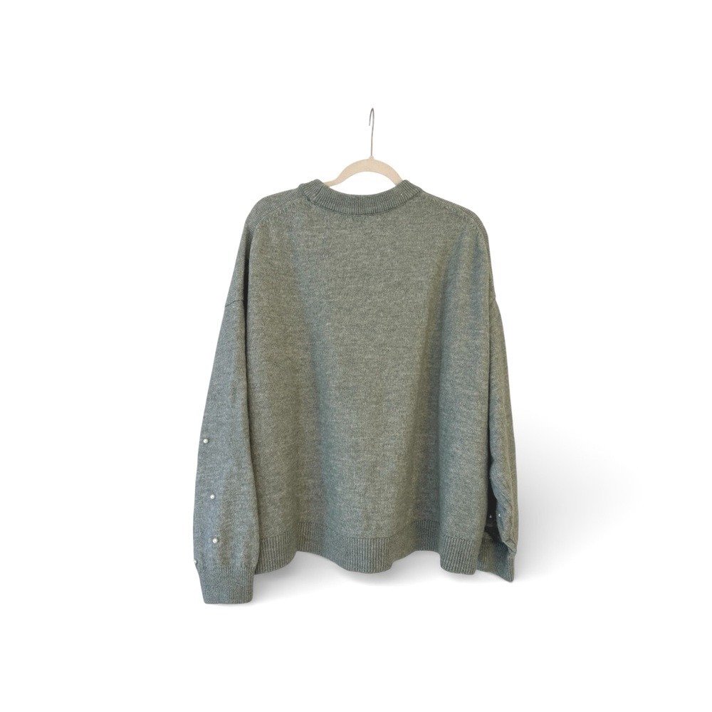 HM Gray Pearl Embellished Wool Blend Knit Sweater‎ XL 1025947 4 - Picture 2 of 8